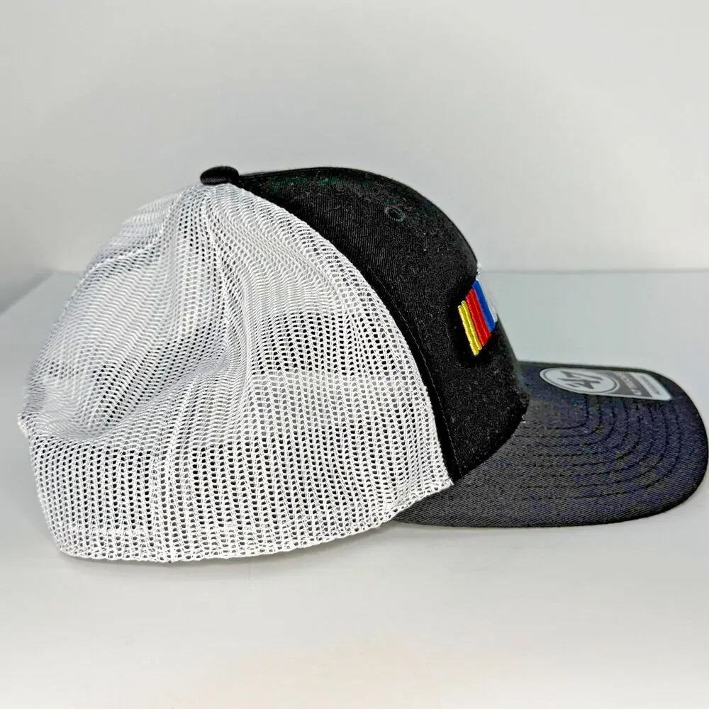 NASCAR 47 Brand Trucker Hat Black White Snapback Adjustable Racing Cap New